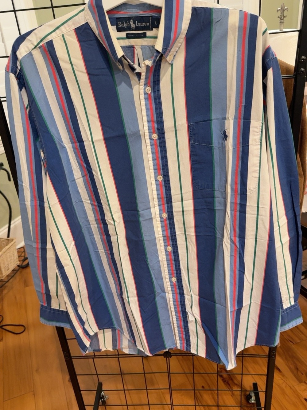 Vintage Ralph Lauren Polo Men’s L Multicolor Striped Button Down Shirt